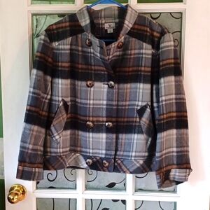 Worthington soft plaid jacket 3/4 sleeve women's size large